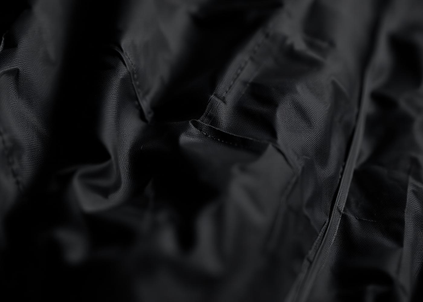 Macro detail of black technical ripstop nylon
